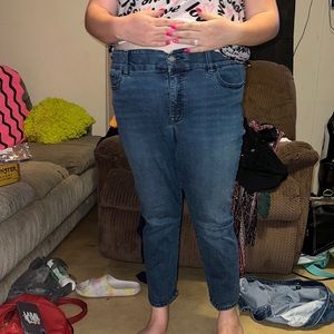 Woman’s blue jeans